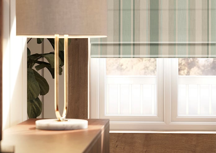 Laura Ashley Awning Stripe, Smoke Green - Twist&Fit Roman Blind - Image 5